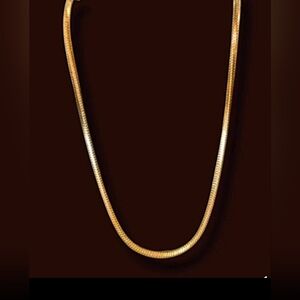 18k Gold plated Diamond Cut 3MM Thick Snake Chain Necklace 15"